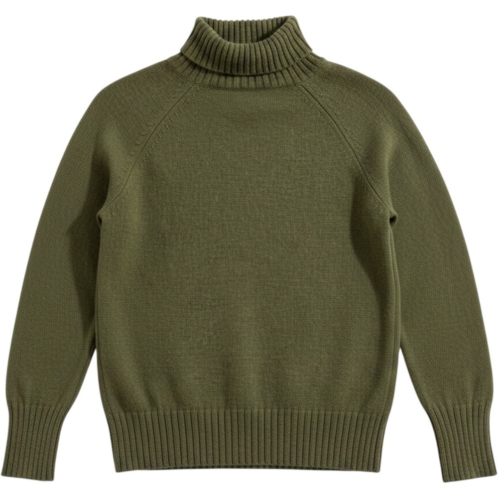 Italic Cashmere Turtleneck Women XS Green Ribbed Trim Quiet Luxury Minimalist